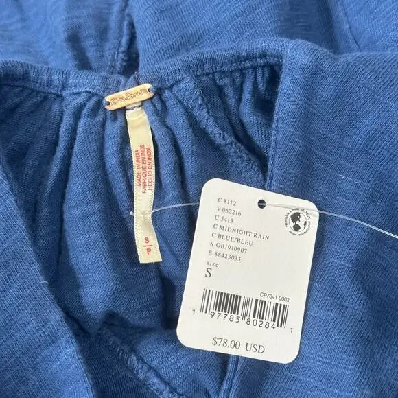 Free People Women's Bandit Blouse Top Blue Size S - Picture 8 of 9